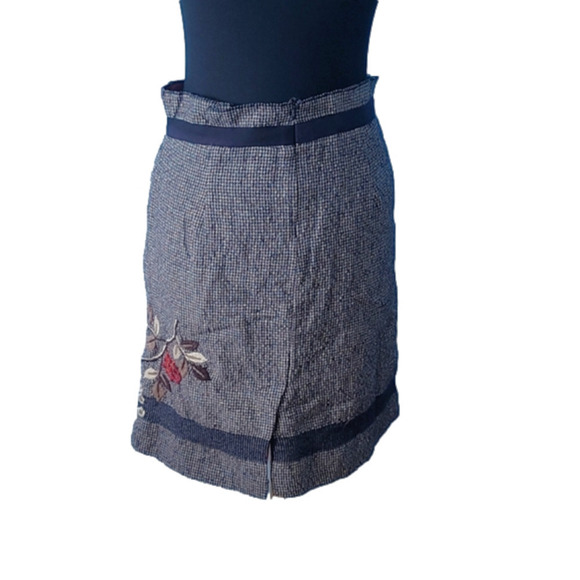 RENE Derhy tweed wool floral embroidery skirt , S - Picture 8 of 13